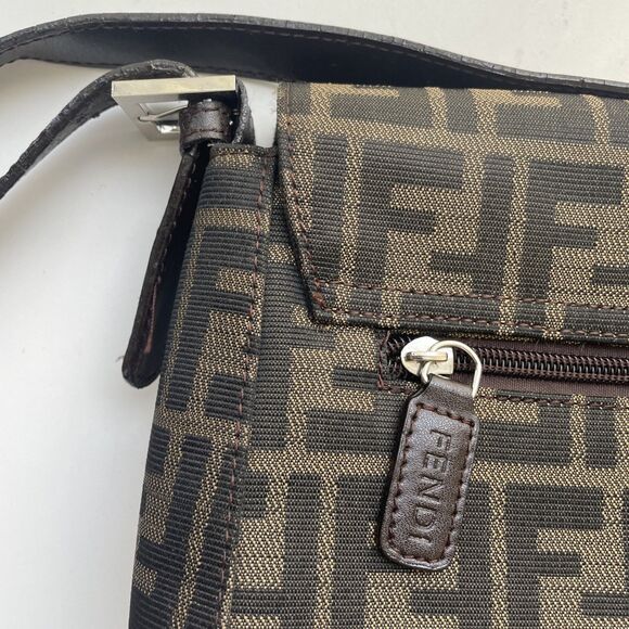 VTG RARE FENDI Zucca Pattern Shoulder Bag Hand Bag Mamma Baguette 71-15980-001 - Picture 3 of 16